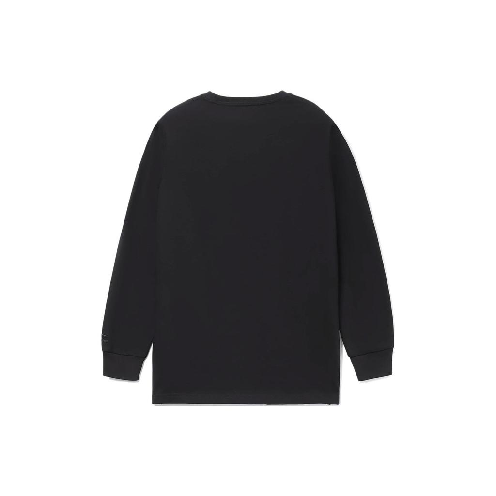 Li Ning Sportowa Seria Trendów Jednokolorowa Bluza z Nadrukiem Chińskich Znaków z Okrągłym Dekoltem i Długim Rękawem Męska bluza Czarna AHSRB93-3