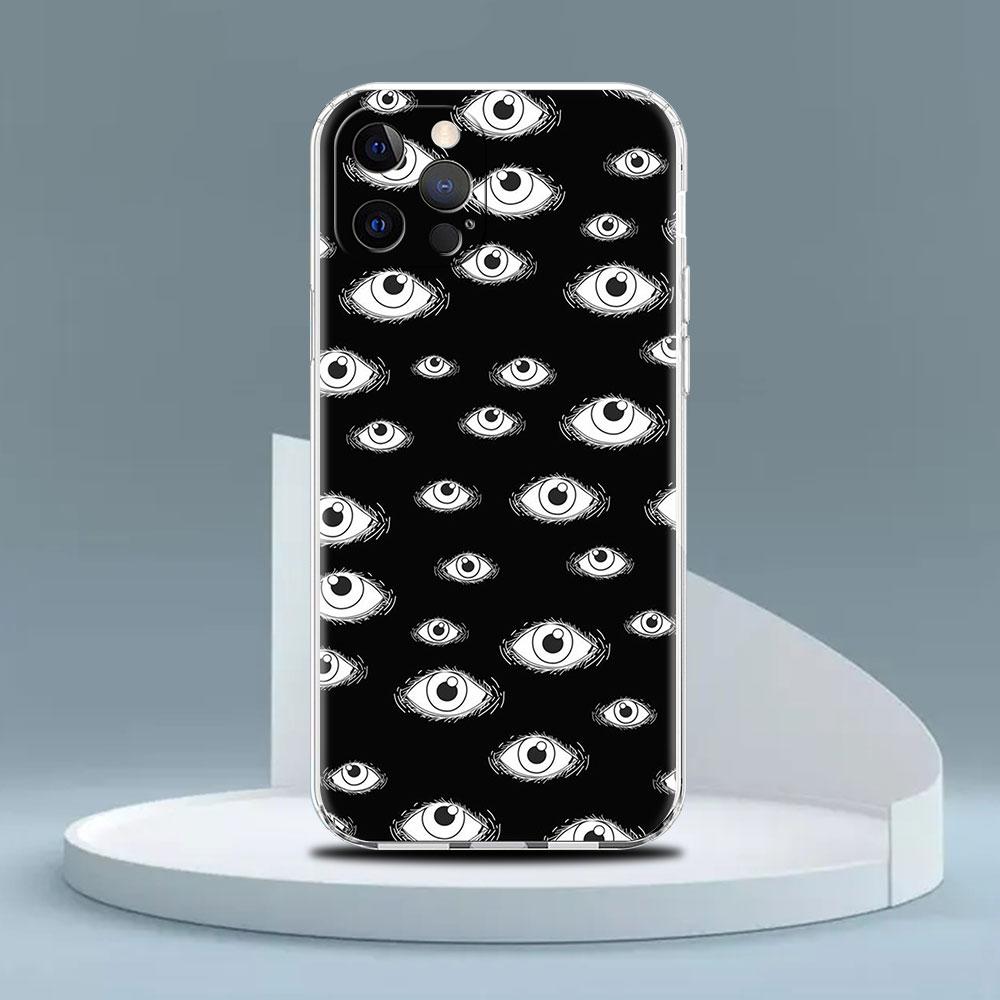 

Прозрачный чехол со страшным лицом и глазами, смайликом для Apple iPhone 13 11 14 12 Pro 7 8 Plus XR X XS Max 6 6S 13Pro, силиконовый чехол для телефона iPhone 6 6S