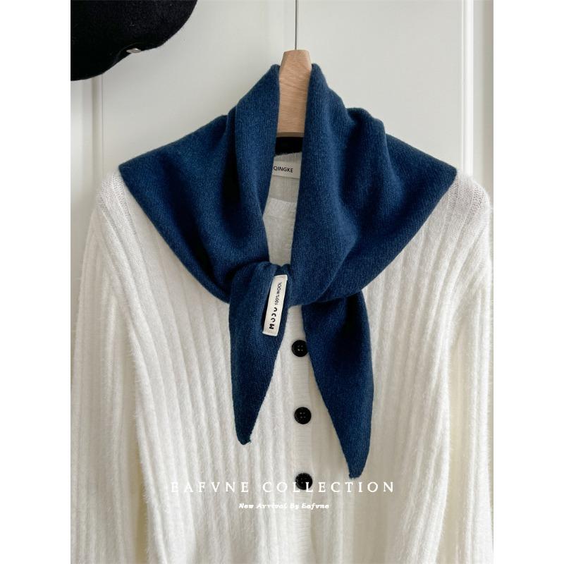 Triangular Scarf  Headscarf Knitted Striped Scarf  Women's Multi Functional Small Scarf