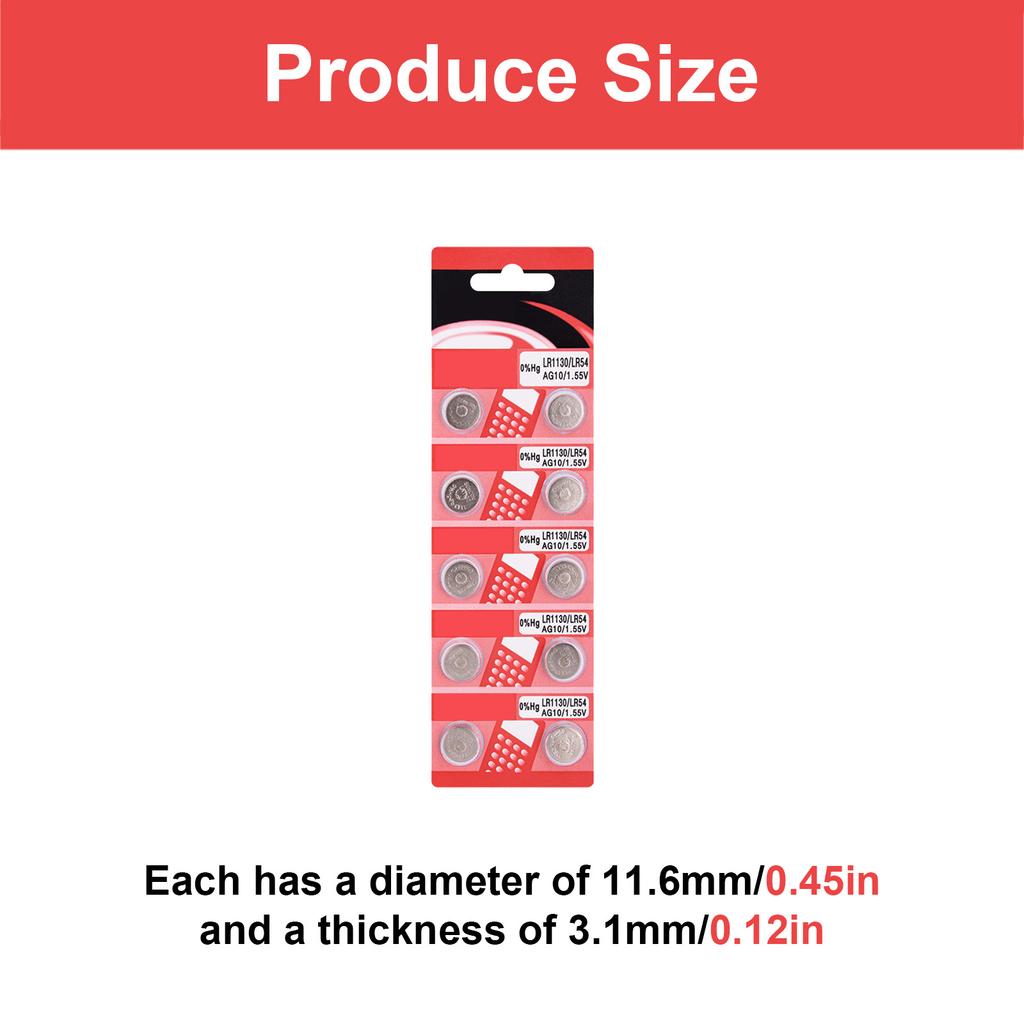 Pack of 10/20 High Capacity AG10 LR1130 Button Batteries AG10 LR1130 Alkaline Button Cell Battery for Small Electronics