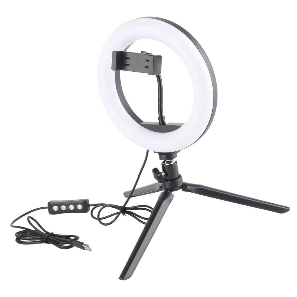 UN‑206 3‑Color 20cm Ring Light LED Tripod Stand Arc Fill Lamp for Beauty Photography Live