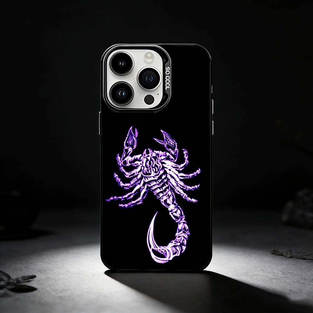 Edgy Dark Gothic Scorpion Phone Case For iPhone 17,16,15,14,13,12,11 Plus,Pro Max,XS,Colored silver phone case