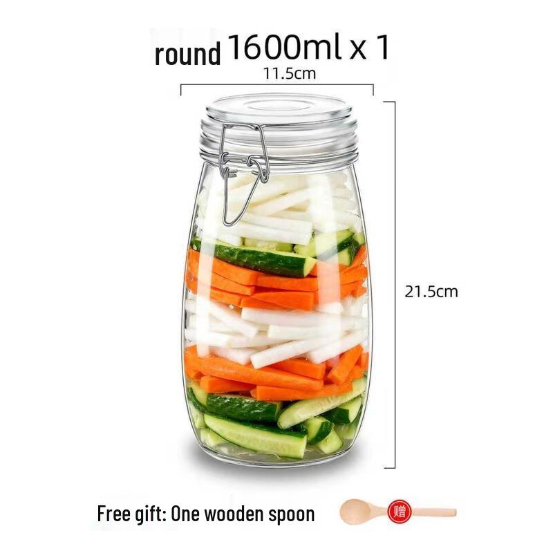 HANDUNYOU Glass Sealed Storage Jar with Wooden Spoon