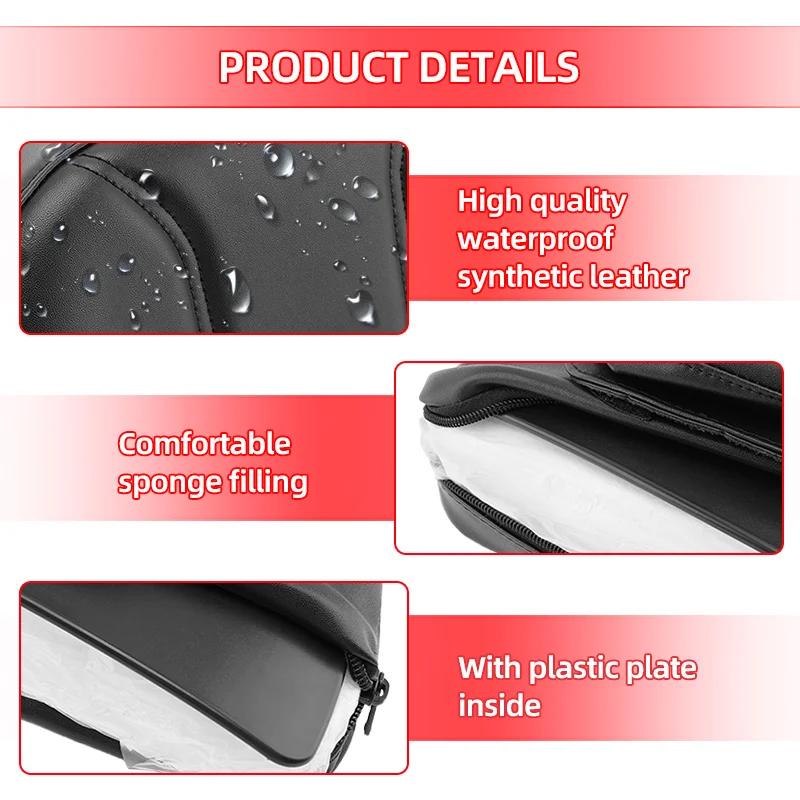 Universal For Harley Yamaha Honda Suzuki Kawasaki Chopper Motorcycle Driver Backrest PU Leather Cushion Pad With Storage Pouch