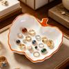 Ceramic Jewelry Dish for Women Small Fruit Shaped Trinket Tray with Ruffle Trim Desktop Key Ring Necklace Holder Organizer for Home Bedroom