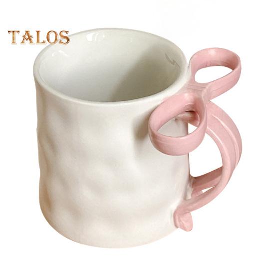 Ceramic Coffee Mug Elegant Tea Cup for Women Festive Bow Drinking Mug with Ribbon Handle Hot Cold Drinking Mug Gifts for Valentine's Birthday