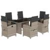 VidaXL 7-Piece Garden Dining Set with Cushions, Table and Chairs with Adjustable Backrest, Outdoor Patio Furniture 3212266
