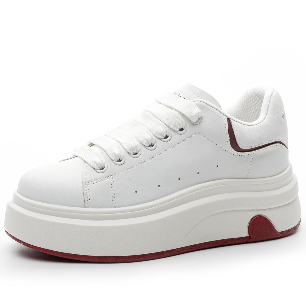 Customized McQueen Little White Shoes Women's Spring 2025 New Personalized Design Sense Thick Sole Heightening Sports and Leisure Shoes Women