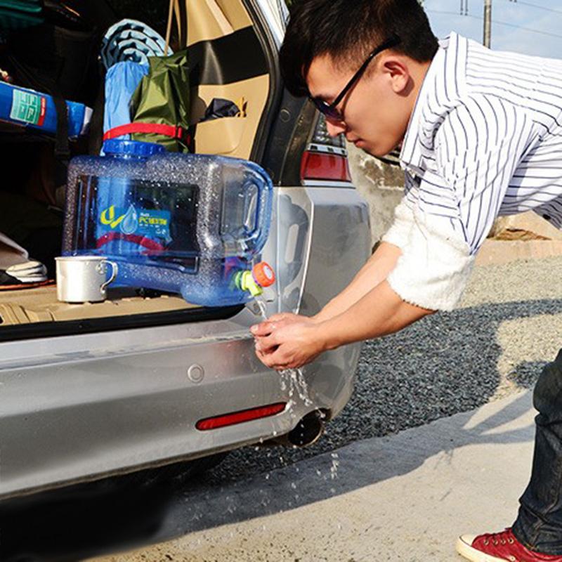 Outdoor 12L Thicken Plastic Water Tank Portable Tote Bucket Water Carrier with Water Faucet