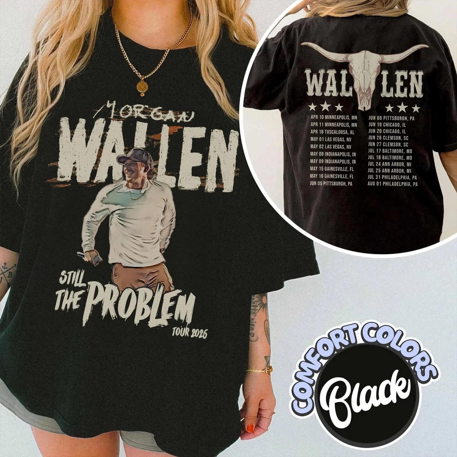 

Morgan Wallen 2026 Tour T-shirt Men and Women Summer Cotton Clothing Casual Fashion Round Neck Short Sleeved Tee Streetwear S чёрный