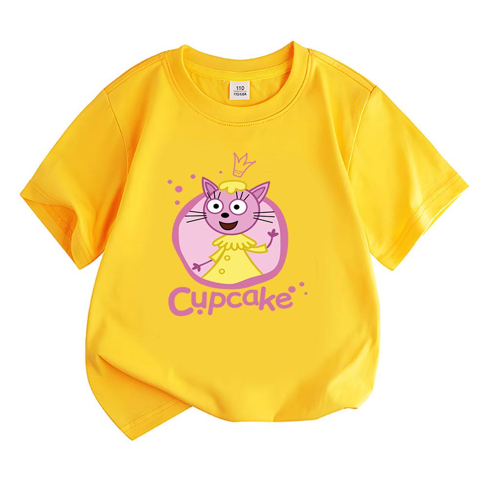 100%Cotton Kid-e-cats Print Children T-Shirt Cartoon Kids Tees Three Kitten Russian Funny Boys Tops Cute Girls Clothing Summer Tops Anime T-shirt