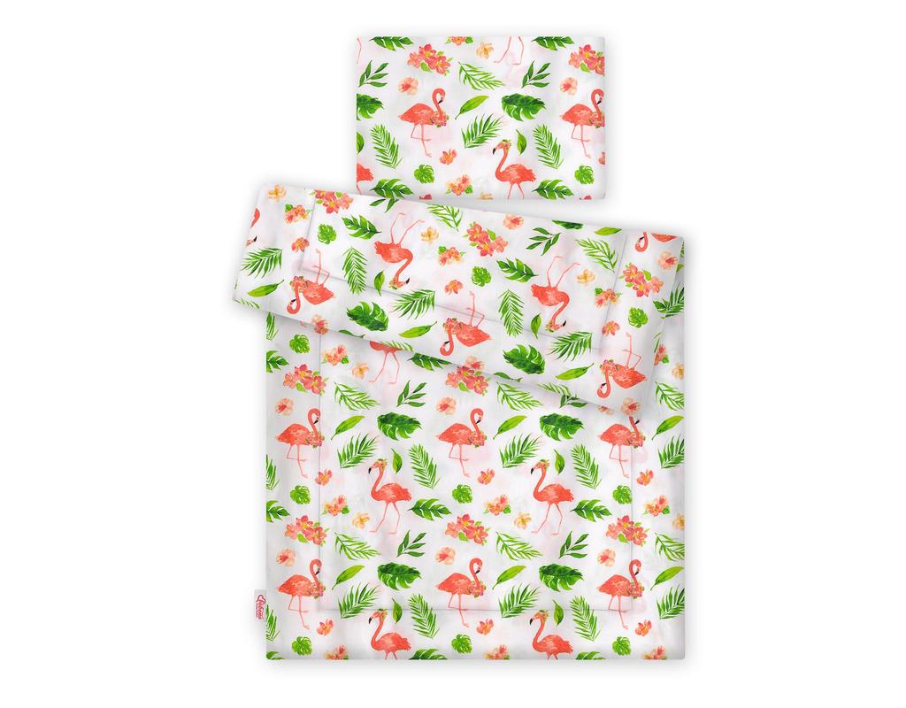 Children's bedding set with filling 135x100 cm - flamingos