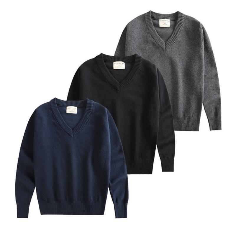 Korean Solid Color Children's Pullover Long-sleeved Sweater Parent-child Wear Medium and Large Children's Knitted Bottoming Shirt