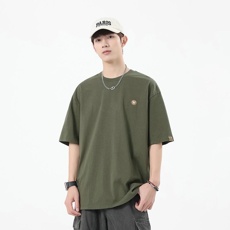 Men's Summer Embroidered Cotton Short-Sleeve T-Shirt