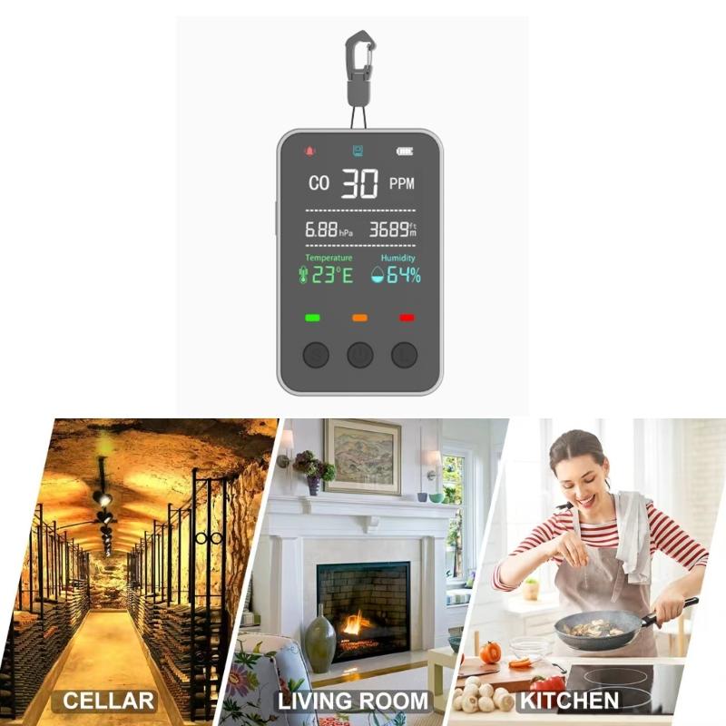 Intelliegnt Auto Off CO Alarm 2000mAh Rechargeable Gas Detectors Rechargeable CO Gas Detectors Easy to Use for Car Boats