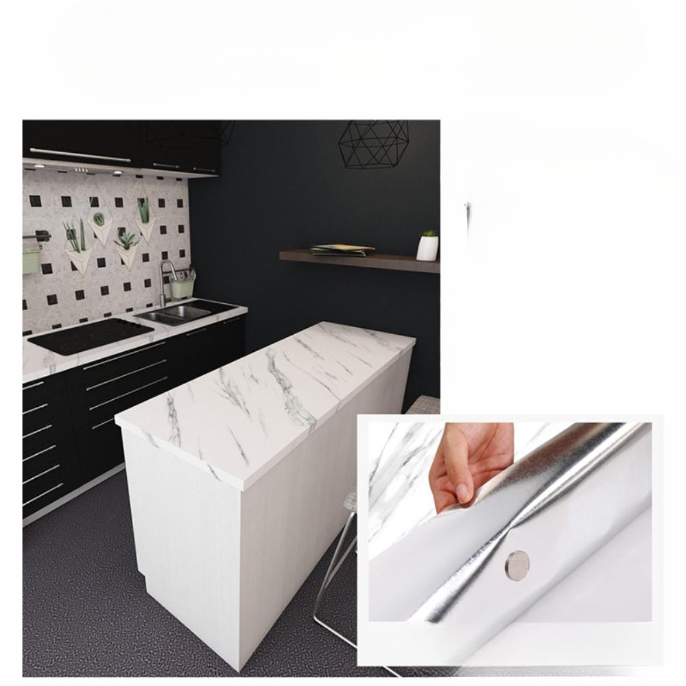 Marmor Kök Oljetät filmspis Vattentät Fuktsäker självhäftande tapet Bänkskåp Renovering Kakeldekal