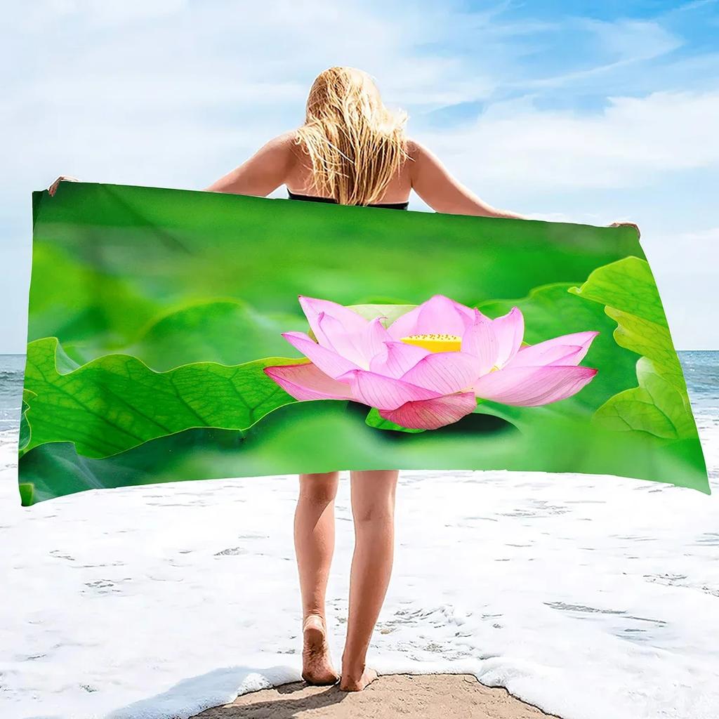 Lotus Flower Ultra Soft Beach Towel,Highly Absorbent Pool Towels,Quick Dry Beach Towel Sand Free Beach Towel Oversized Towels