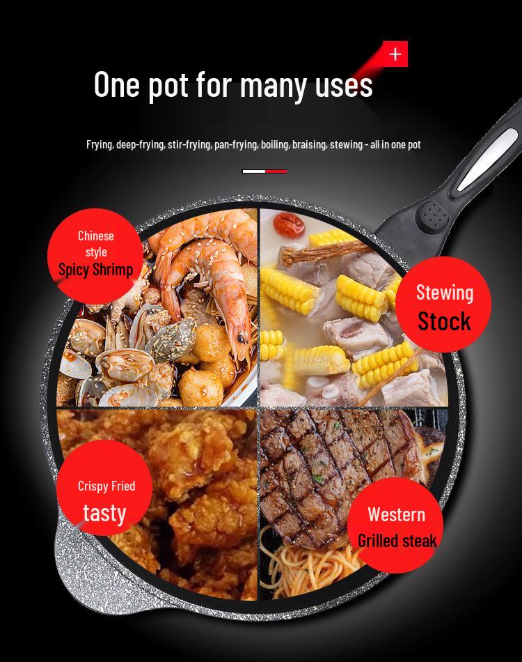 Premium Maifan Stone Non-Stick Wok, Low-Smoke, Flat-Bottom, Universal for Gas & Induction Cooktops, 32CM Stir-Fry Pan.