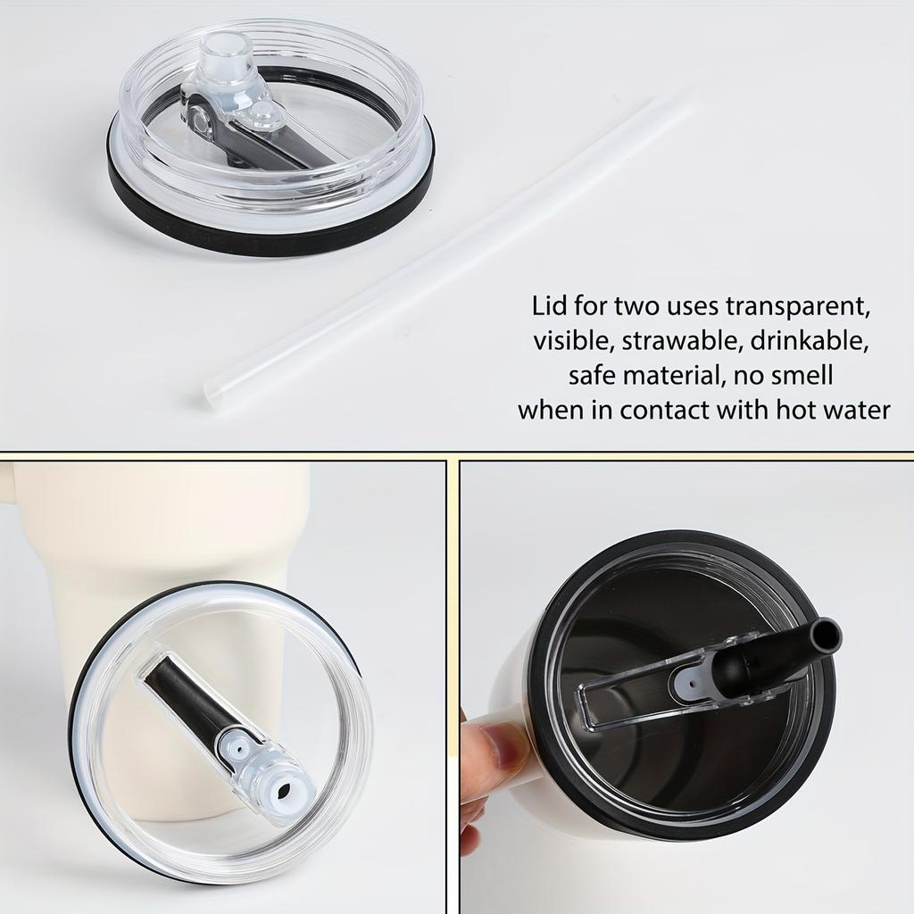 Anti-Spill Lid 40oz Reusable Eco-Friendly Cup Cover, Creative Spiral Straw Cap, Drinkware Accessory, Casual Style