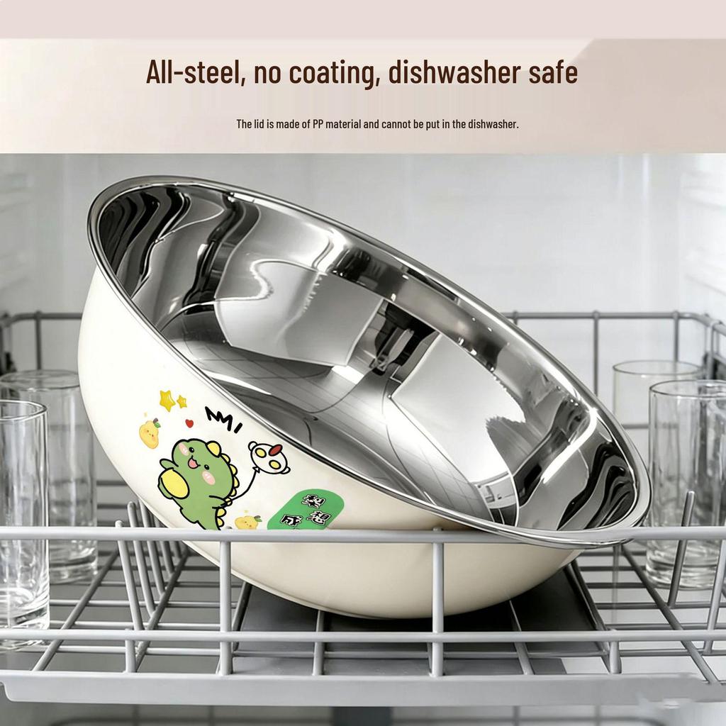 Thickened Food-Grade Stainless Steel Bowl: Ideal for Dough Mixing, Vegetable Washing & Baby Bottles.