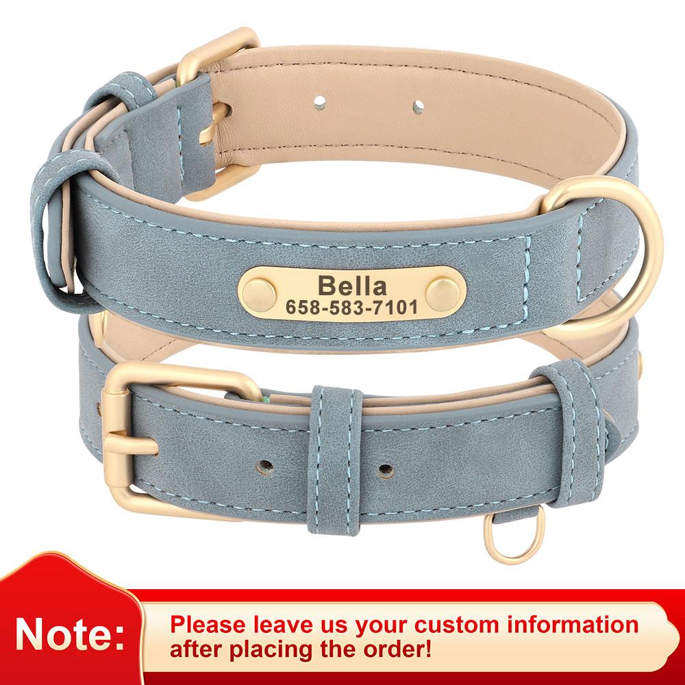 

Personalized Dog Collar Leash PU Leather Dog Collars Pet Walking Lead Rope For Small Medium Large Dogs Free Custom ID Nameplate S