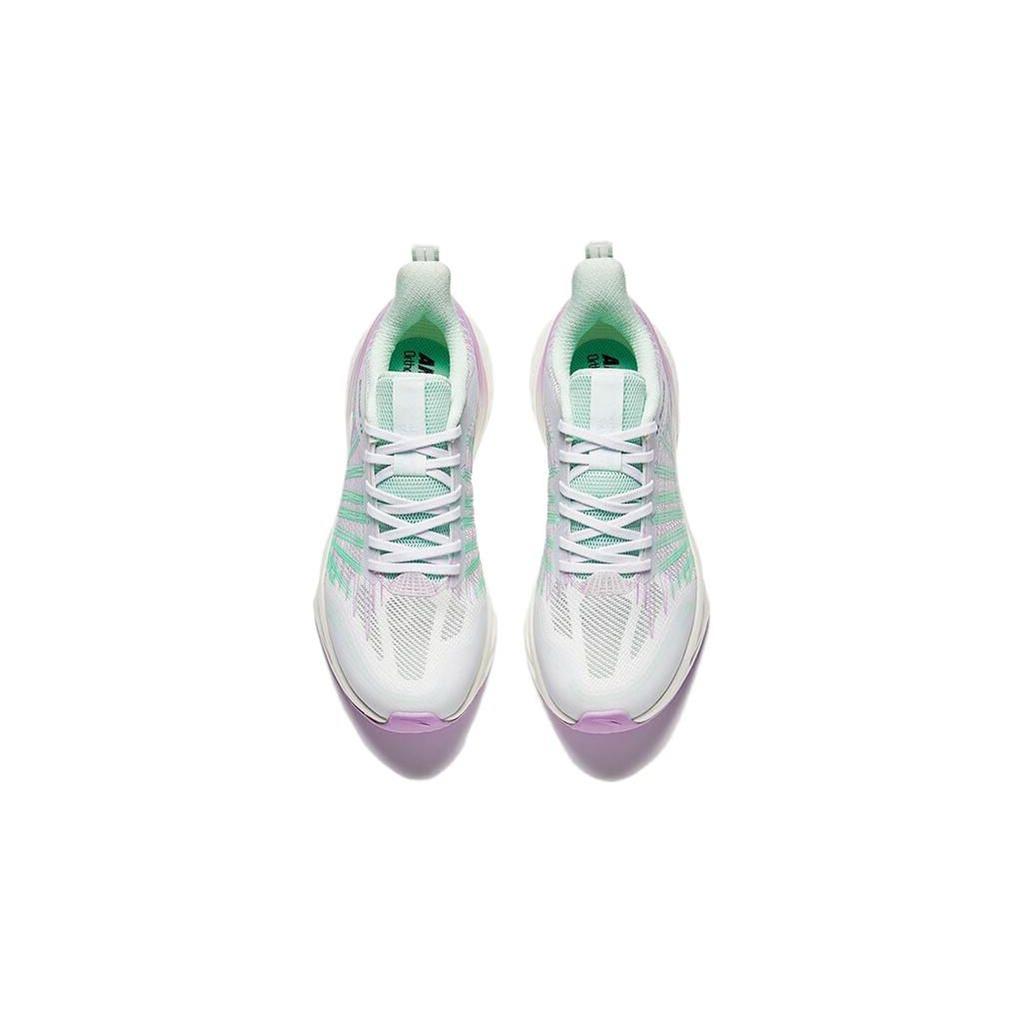 Anta Kids Round Toe Lace-Up Comfortable Shock Absorbing Durable Low-Top Running Shoes Kids Running Shoes White Green Purple T22335597R-2