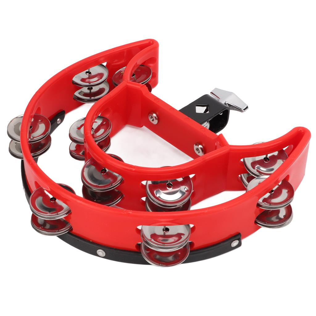 Hand Tambourine Double Row Metal Jingles Handheld Percussion Drum Instrument for Kids