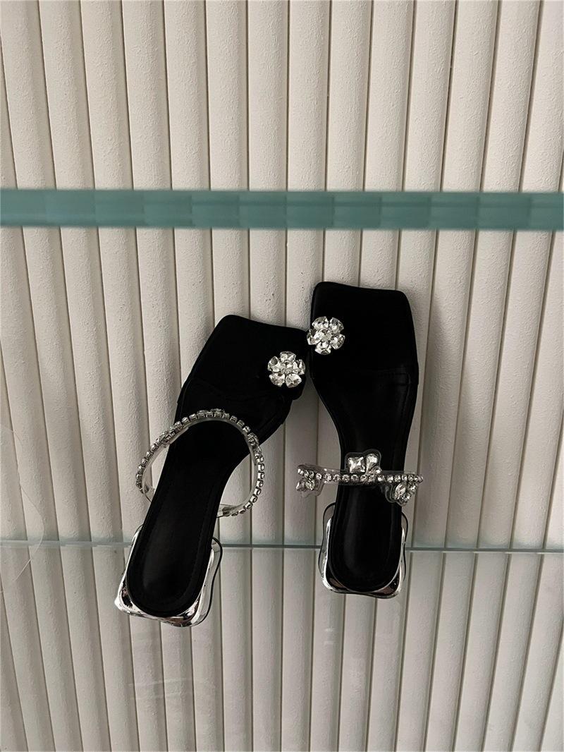 

Вечерние босоножки на толстом каблуке, черные, высокие каблуки, весна-лето 2025, новые женские туфли, классные тапочки 40 чёрный