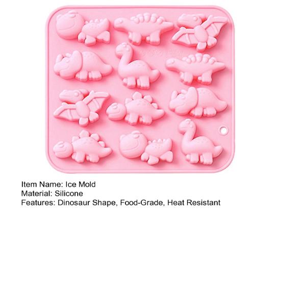 Ice Mold Silicone Tray 12 Cavity 6 Dinosaur Shapes Food Grade Flexible Maker Chocolate Ice Cubes Cake Making Kids Baking Supplies