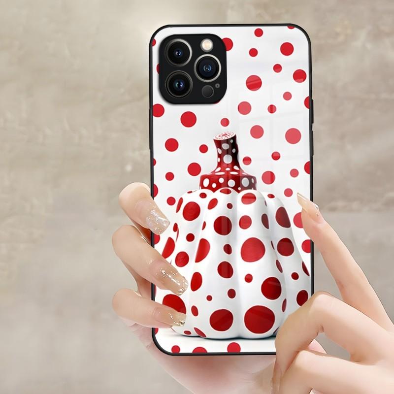

Арт Яёи Кусама Чехол для телефона Apple iPhone 14 Pro 12 11 13 Mini X XR XS Max 8 7 6 Plus SE 2020 Стеклянный дизайн Задняя крышка iPhone6 6s