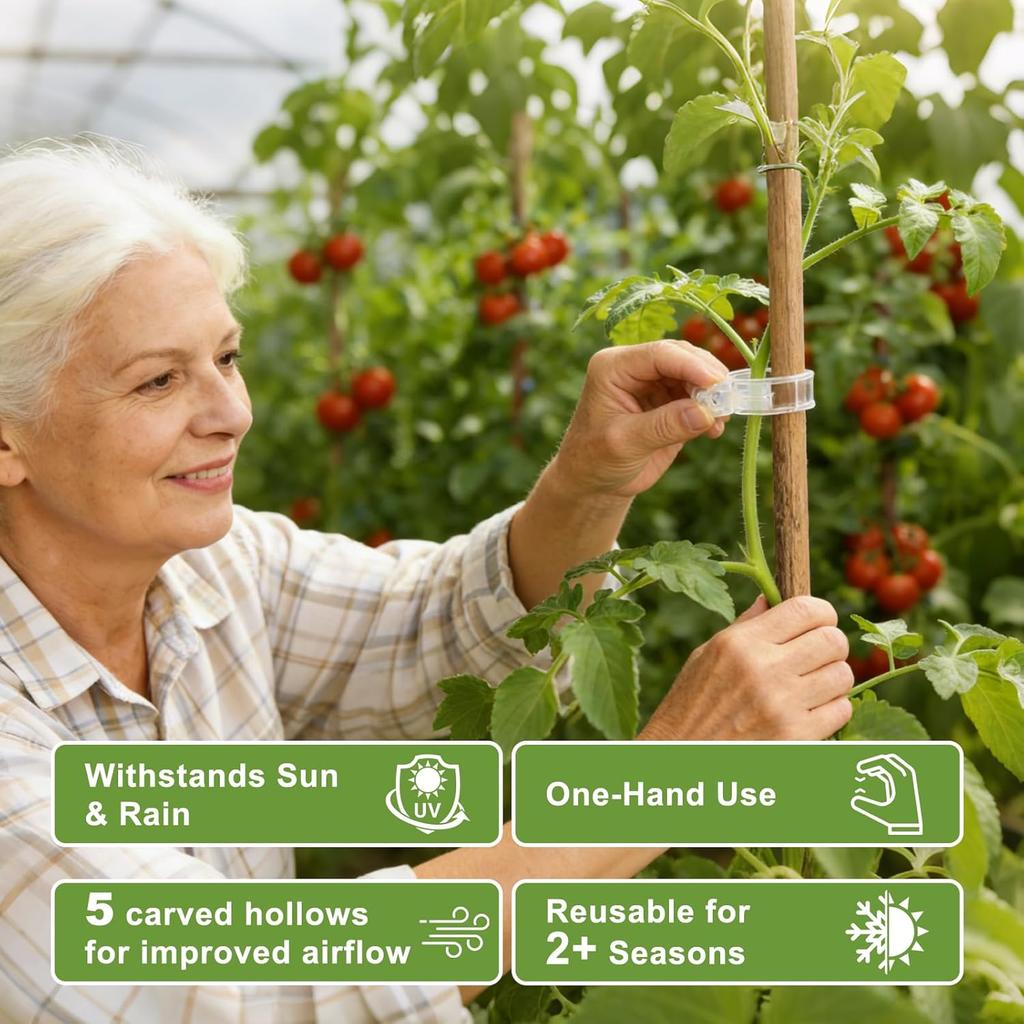 300Pcs Plant Clip for Climbing Plants Plastic Trellis Plant Support Clips for Garden,Reusable Clips for Supporting Grape Tomato Vine,Vegetables Plants