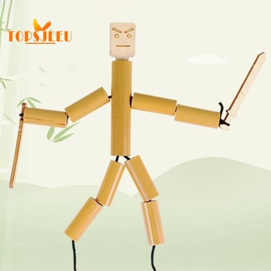 Bamboo Man Toy DIY Puppet Kit,Children Interactive Game,Bamboo Craft Material Kit,Boys Girls Gift