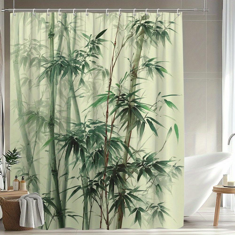 1pc Bamboo Shower Curtain, Fresh Natural Bamboo Forest Bathroom Decor, Polyester Fabric with 12 Hooks, 70. 8x70. 8 Inches