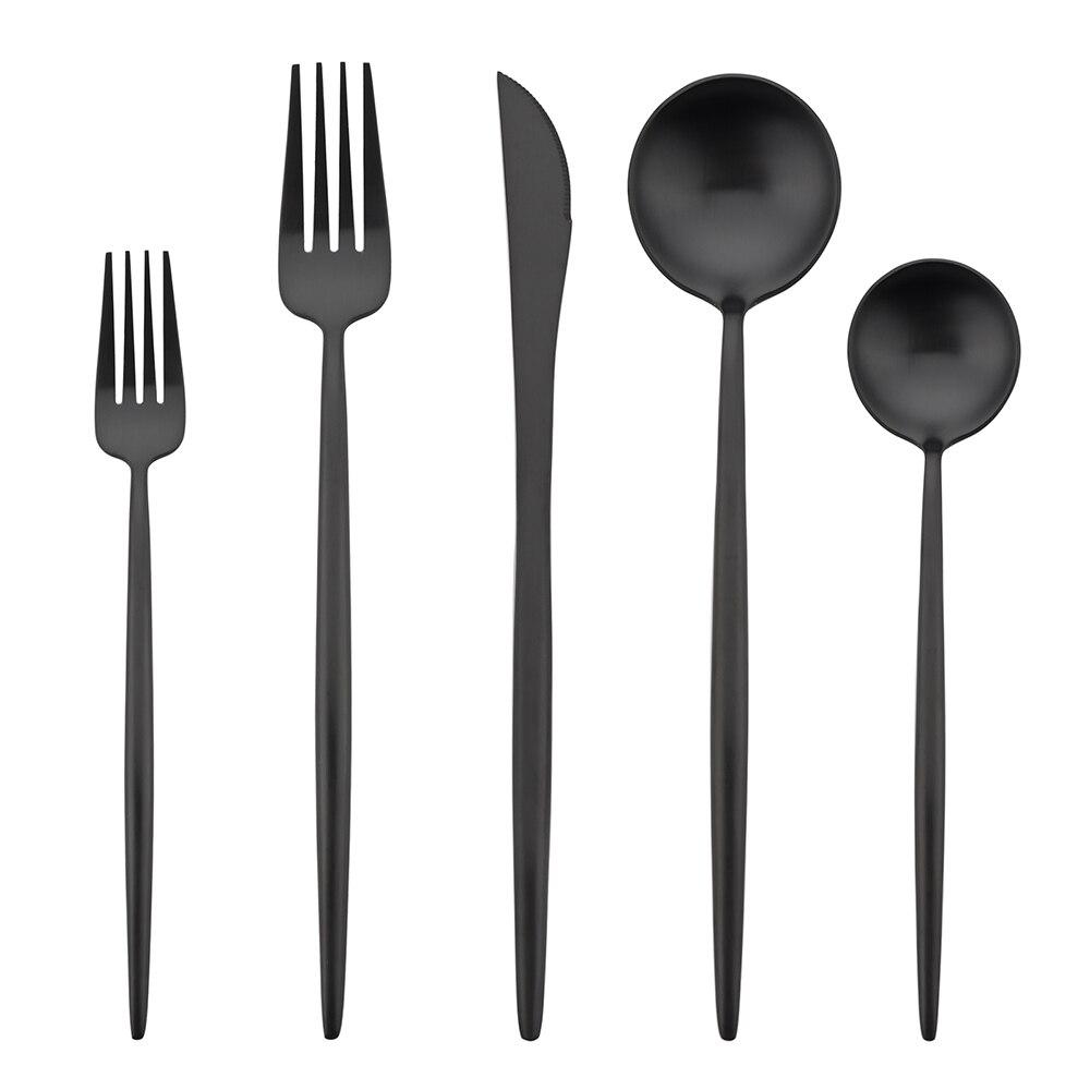 5 ks Matná stříbrná jídelní sada 18/10 Nerezová ocel Luxusní sada příborů Nádobí Nůž Dezertní vidlička Lžíce Sada příborů Vhodné do myčky nádobí