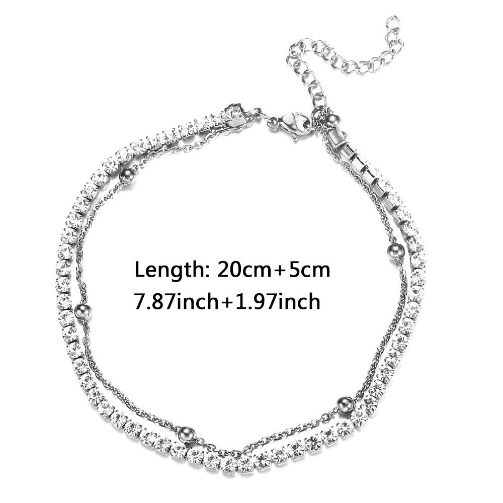 

Элегантный европейско-американский пляжный браслет на ногу: Хрустальные бусины и цепочка из нержавеющей стали