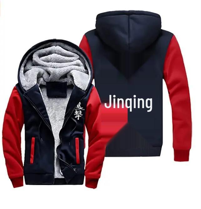 Korean-Style Men's Printed Fleece Hoodie - Fashionable Casual Hooded Top, European & American Design.