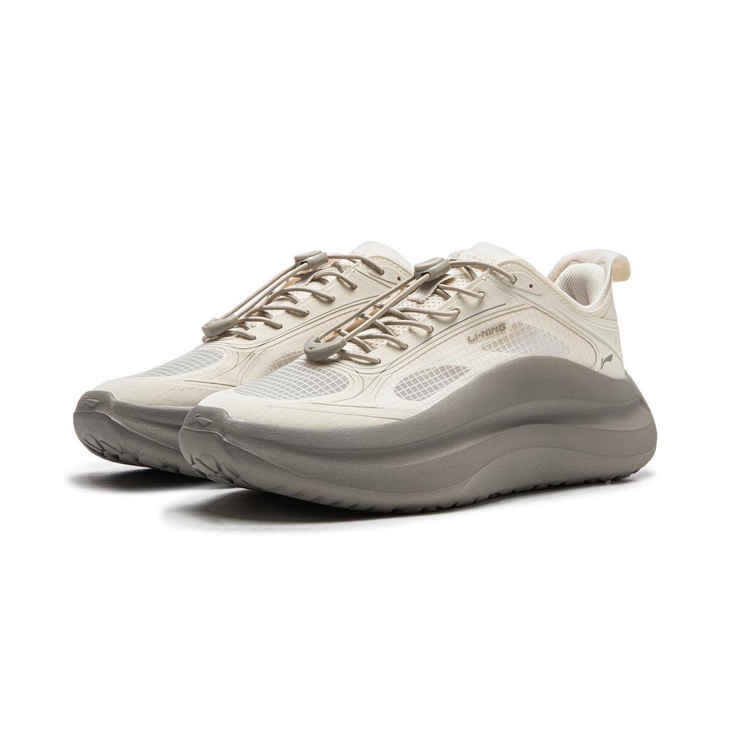 Li Ning Cushioning Slip Resistant Abrasion Resistant Lightweight Low top Casual Shoes Women's Greige AGLW050-2