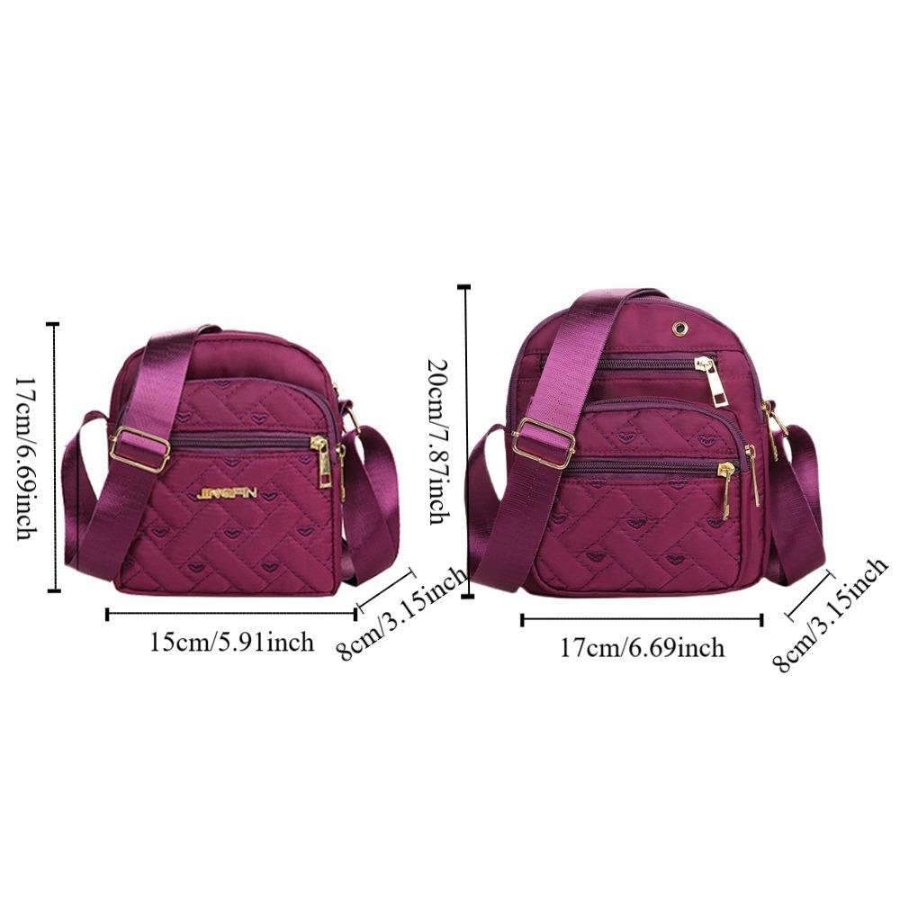 Five-layer Zipper Crossbody Bag Nylon Small Phone Bag Trendy Shoulder Bag  Cosmetic Bag