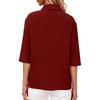 Summer New Women's Casual Tops Three-quarter Sleeve Solid Color Lapel Cotton and Linen Loose Shirt