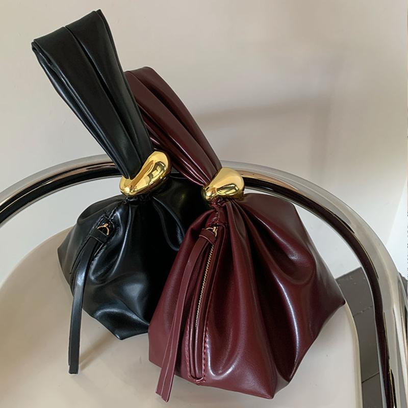 Fashion Designer Women's Small Handbag Soft Leather Pleated Ladies Mini Clutch Bag Female Party Evening Purses Bucket Bag