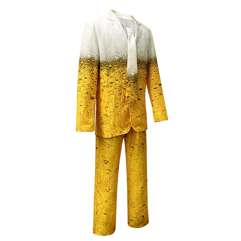 2024 Yellow Gradient Long-Sleeve Beer Costume with Shorts and Trousers