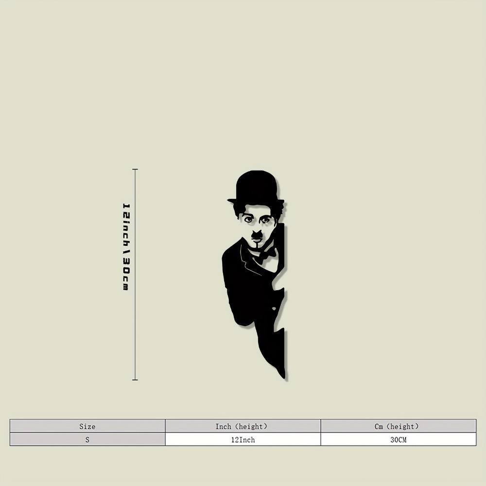 

1pc Charlie Chaplin Metal Wall Art Black Iron Statue Mural Vintage Minimalist Design Living Room Decor Christmas Gift for Movie Lovers Indoor Home Size: S / 30cm/12in