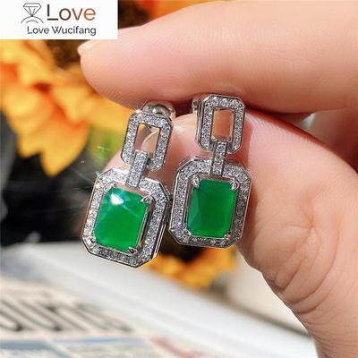 Luxury Women's Drop Earrings for Party Brilliant Green Zirconia Jewelry Gorgeous Design Gift Accessories for Anniversary