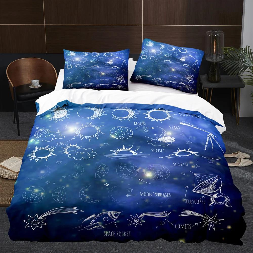 Sun and Moon Duvet Cover Twin Queen Stars Galaxy Bedding Set for Teens Adults Starry Sky Quilt Cover Bohemian Comforter Cover