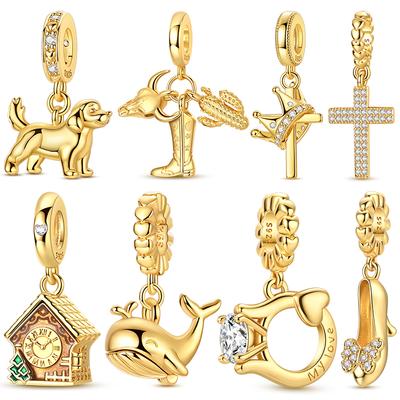 Nuevo En Elementos 18K Chapado en Oro Colgante Charm Cuentas Se Adapta a Pulsera de 3 mm Collar Para Mujer Joyería Fabricación DIY Regalos