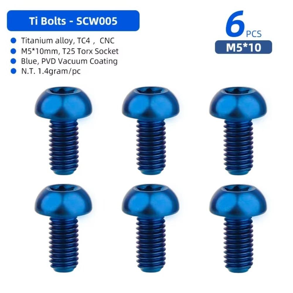 M5x10 Titanium Bolt T25 Torx Ultralight Weight Bicycle Braking Disc Screws TC4 Titanium High Tensile Fastener