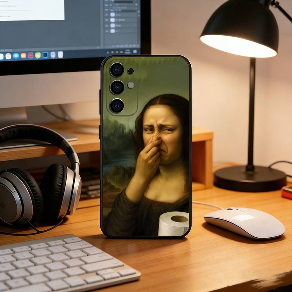 A ridiculous Mona Lisa meme  Phone Case Black Silicone Soft For Samsung S25,S24,S21,S22,S23,S30,Ultra,S20,Plus,Fe,Lite