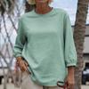 2026 New Women's Casual Long-Sleeve Round-Neck Solid Color Top Nine-Quarter Sleeve T-Shirt