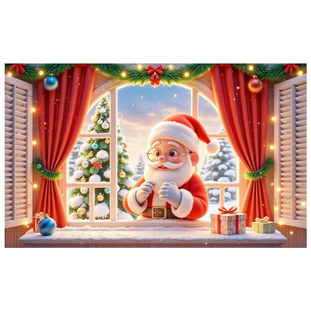 Santa Banner Santa Claus Pattern Xmas Banner Holiday Banner Christmas Tree Pattern For Festive Decoration Winter Party Indoor