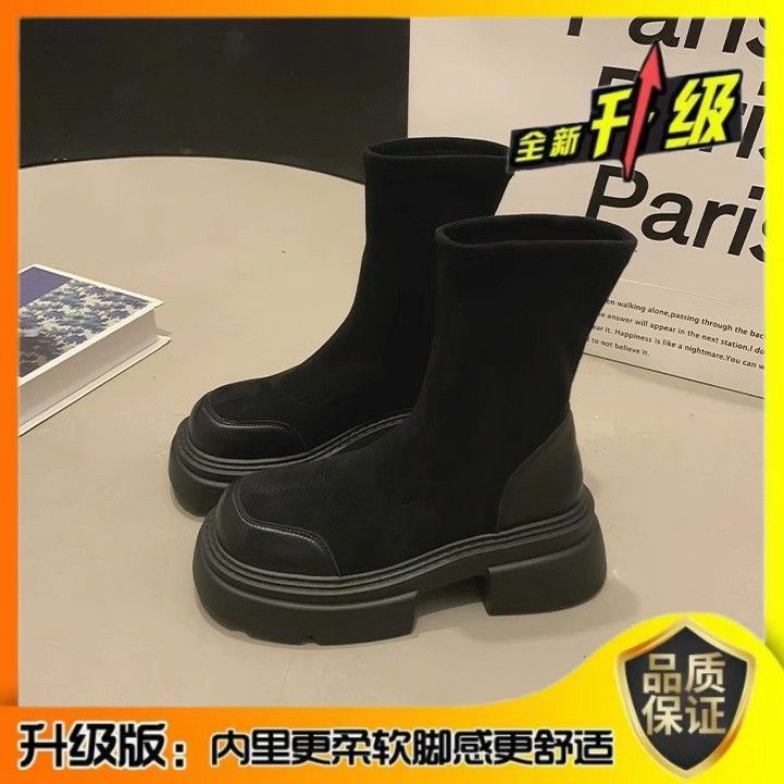 

Small thick-soled retro British Martin boots women s summer 2025 new brown thick heel heightened super fire short boots 35